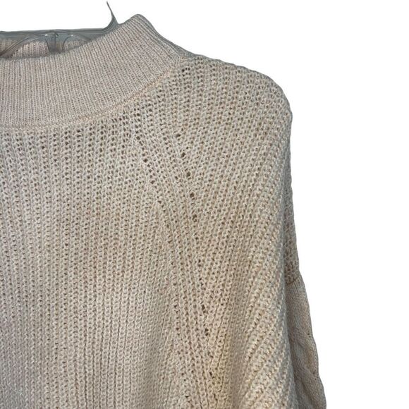 BP Cable Knit Balloon Sleeve Sweater In Beige Oatmeal Light Heather - Picture 6 of 9